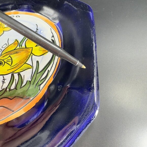 Mexico Folk Art Talavera Pottery Single Dish Plate Hand Painted Fish Hand Made - Picture 7 of 16